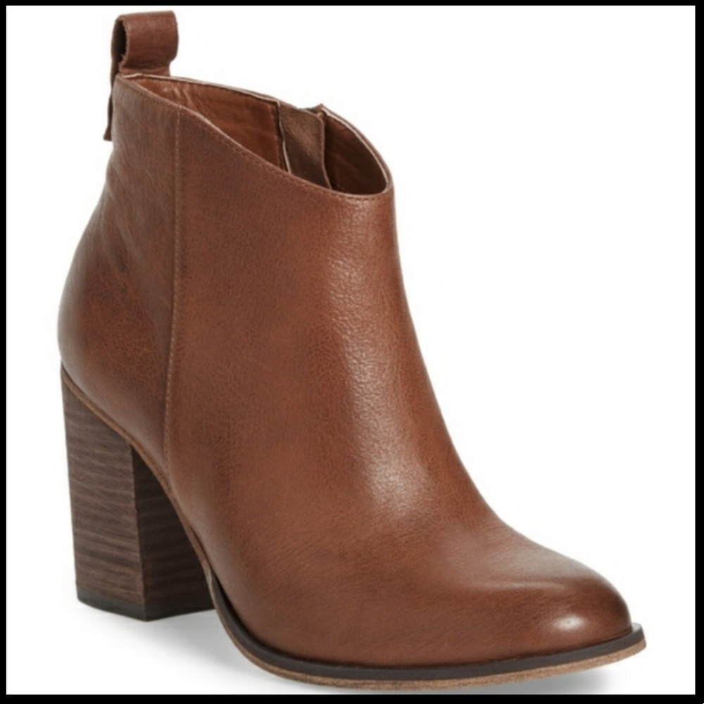 BP Chestnut Leather Block heel ankle boots